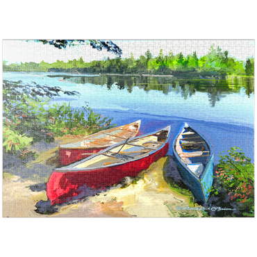 Darstellung des Puzzle Motivs puzzleplate Scenic Canoes by the Lake 1000 Puzzle