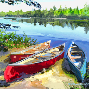 Darstellung des Puzzle Motivs Scenic Canoes by the Lake 1000 Puzzle 3D Modell