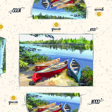Darstellung des Puzzle Motivs Scenic Canoes by the Lake 1000 Puzzle Schachtel 3D Modell