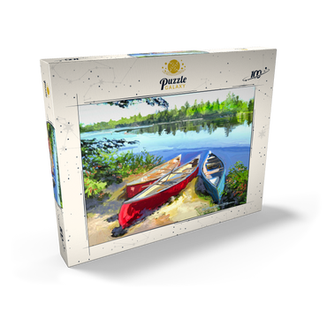 Darstellung des Puzzle Motivs Scenic Canoes by the Lake 100 Puzzle Schachtel Ansicht2