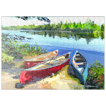 Darstellung des Puzzle Motivs puzzleplate Scenic Canoes by the Lake 200 Puzzle