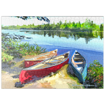 Darstellung des Puzzle Motivs puzzleplate Scenic Canoes by the Lake 500 Puzzle