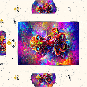 Darstellung des Puzzle Motivs Colorful Bioluminescent Underwater World 100 Puzzle Schachtel 3D Modell