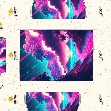 Darstellung des Puzzle Motivs Dreamlike Tropical Valley at Sunrise 1000 Puzzle Schachtel 3D Modell