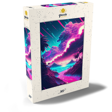 Darstellung des Puzzle Motivs Dreamlike Tropical Valley at Sunrise 500 Puzzle Schachtel Ansicht2