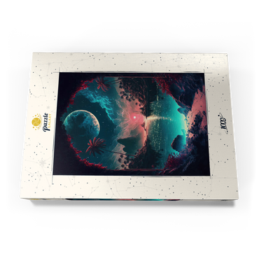 Darstellung des Puzzle Motivs Moonlit Tropical Bay with Reflective Waters 1000 Puzzle Schachtel Ansicht3