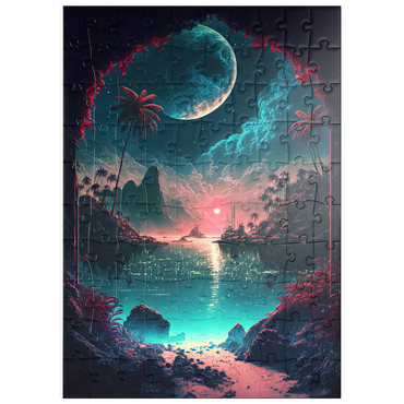 Darstellung des Puzzle Motivs puzzleplate Moonlit Tropical Bay with Reflective Waters 100 Puzzle
