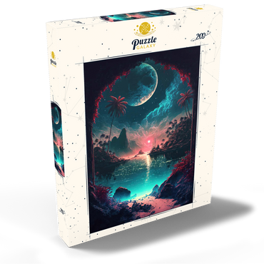 Darstellung des Puzzle Motivs Moonlit Tropical Bay with Reflective Waters 200 Puzzle Schachtel Ansicht2