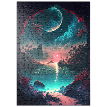 Darstellung des Puzzle Motivs puzzleplate Moonlit Tropical Bay with Reflective Waters 200 Puzzle