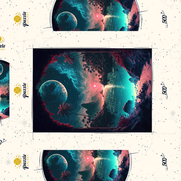 Darstellung des Puzzle Motivs Moonlit Tropical Bay with Reflective Waters 500 Puzzle Schachtel 3D Modell