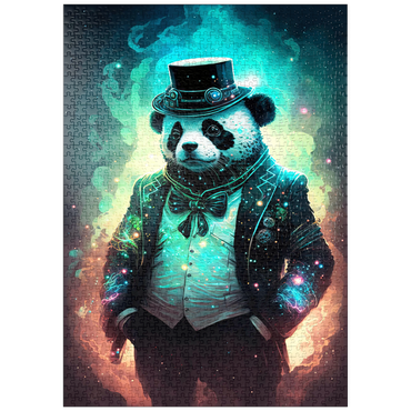 Darstellung des Puzzle Motivs puzzleplate Steampunk Panda – Fantasy Digital Art with Glow Effects 1000 Puzzle