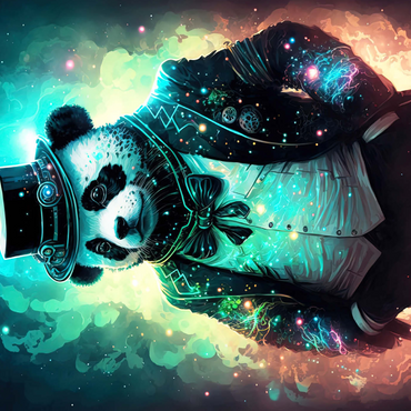 Darstellung des Puzzle Motivs Steampunk Panda – Fantasy Digital Art with Glow Effects 1000 Puzzle 3D Modell