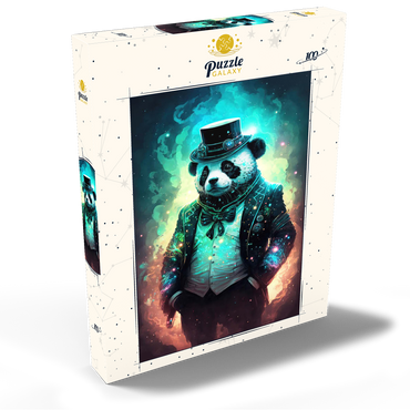 Darstellung des Puzzle Motivs Steampunk Panda – Fantasy Digital Art with Glow Effects 100 Puzzle Schachtel Ansicht2