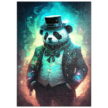 Darstellung des Puzzle Motivs puzzleplate Steampunk Panda – Fantasy Digital Art with Glow Effects 100 Puzzle
