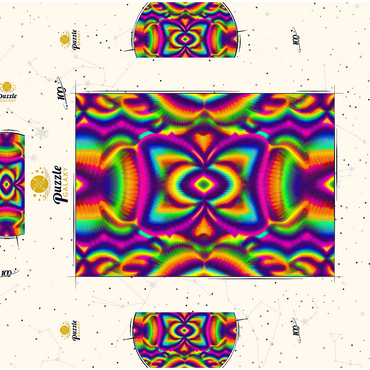 Darstellung des Puzzle Motivs Vibrant Psychedelic Pattern 100 Puzzle Schachtel 3D Modell