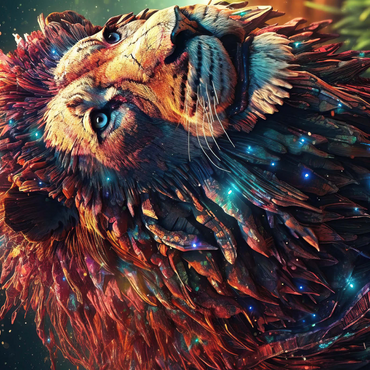 Darstellung des Puzzle Motivs Majestic Cybernetic Lion 1000 Puzzle 3D Modell