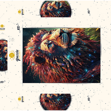 Darstellung des Puzzle Motivs Majestic Cybernetic Lion 100 Puzzle Schachtel 3D Modell
