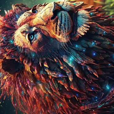 Darstellung des Puzzle Motivs Majestic Cybernetic Lion 500 Puzzle 3D Modell