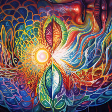 Darstellung des Puzzle Motivs Psychedelic Visionary Face 100 Puzzle 3D Modell