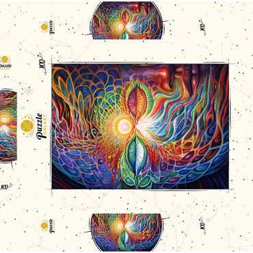 Darstellung des Puzzle Motivs Psychedelic Visionary Face 100 Puzzle Schachtel 3D Modell