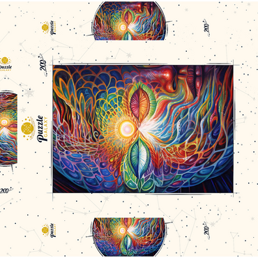 Darstellung des Puzzle Motivs Psychedelic Visionary Face 200 Puzzle Schachtel 3D Modell