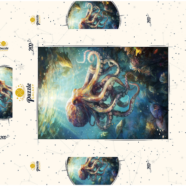 Darstellung des Puzzle Motivs Majestic Octopus 200 Puzzle Schachtel 3D Modell