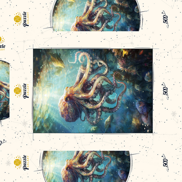 Darstellung des Puzzle Motivs Majestic Octopus 500 Puzzle Schachtel 3D Modell