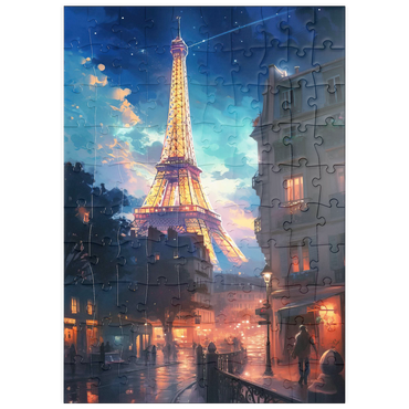 Darstellung des Puzzle Motivs puzzleplate Eiffel Tower at Night – Dreamy Paris Cityscape 100 Puzzle