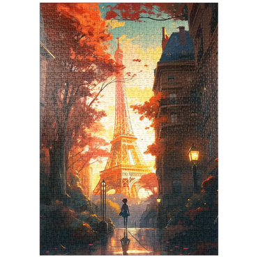 Darstellung des Puzzle Motivs puzzleplate Eiffel Tower in Autumn 1000 Puzzle