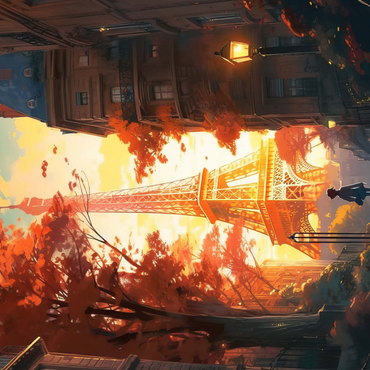 Darstellung des Puzzle Motivs Eiffel Tower in Autumn 1000 Puzzle 3D Modell