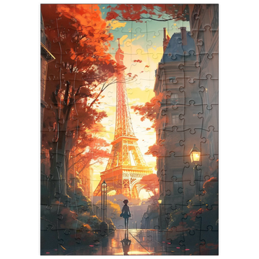 Darstellung des Puzzle Motivs puzzleplate Eiffel Tower in Autumn 100 Puzzle