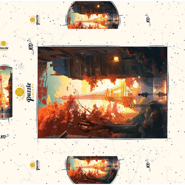 Darstellung des Puzzle Motivs Eiffel Tower in Autumn 100 Puzzle Schachtel 3D Modell