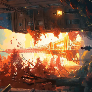 Darstellung des Puzzle Motivs Eiffel Tower in Autumn 200 Puzzle 3D Modell