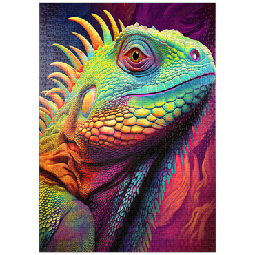 Darstellung des Puzzle Motivs puzzleplate Vibrant Iguana Portrait – Colorful Digital Art 1000 Puzzle
