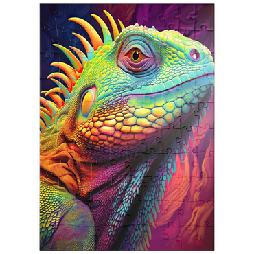 Darstellung des Puzzle Motivs puzzleplate Vibrant Iguana Portrait – Colorful Digital Art 100 Puzzle