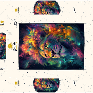Darstellung des Puzzle Motivs Cosmic Lion 200 Puzzle Schachtel 3D Modell