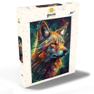 Darstellung des Puzzle Motivs Vibrant Wolf 100 Puzzle Schachtel Ansicht2