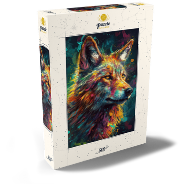 Darstellung des Puzzle Motivs Vibrant Wolf 500 Puzzle Schachtel Ansicht2