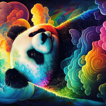 Darstellung des Puzzle Motivs Dreamy Cosmic Panda 1000 Puzzle 3D Modell