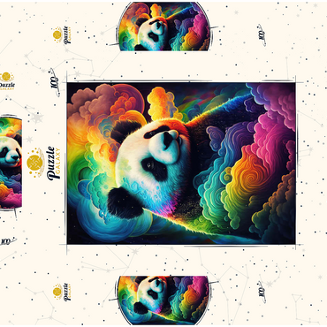 Darstellung des Puzzle Motivs Dreamy Cosmic Panda 100 Puzzle Schachtel 3D Modell