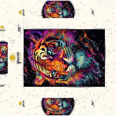 Darstellung des Puzzle Motivs Neon Tiger 200 Puzzle Schachtel 3D Modell