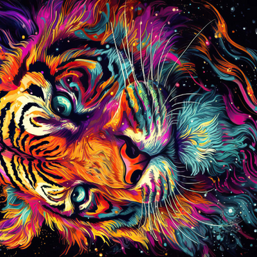 Darstellung des Puzzle Motivs Neon Tiger 500 Puzzle 3D Modell