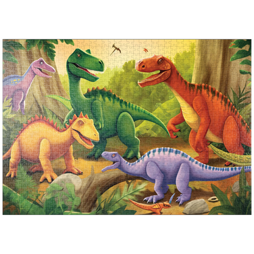 Darstellung des Puzzle Motivs puzzleplate Colorful Dinosaur Scene – Vibrant Prehistoric Illustration 1000 Puzzle