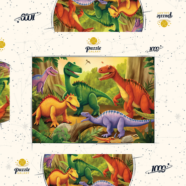 Darstellung des Puzzle Motivs Colorful Dinosaur Scene – Vibrant Prehistoric Illustration 1000 Puzzle Schachtel 3D Modell