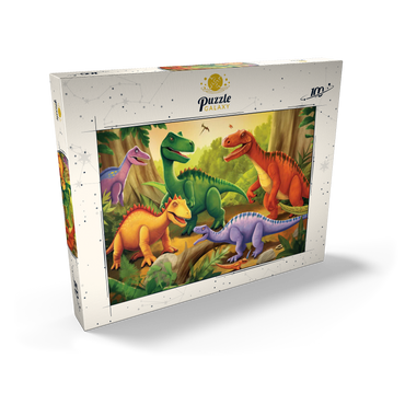 Darstellung des Puzzle Motivs Colorful Dinosaur Scene – Vibrant Prehistoric Illustration 100 Puzzle Schachtel Ansicht2