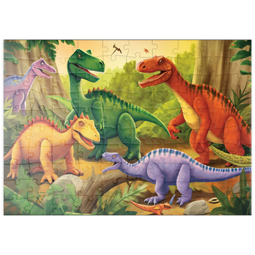 Darstellung des Puzzle Motivs puzzleplate Colorful Dinosaur Scene – Vibrant Prehistoric Illustration 100 Puzzle