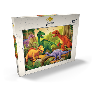 Darstellung des Puzzle Motivs Colorful Dinosaur Scene – Vibrant Prehistoric Illustration 200 Puzzle Schachtel Ansicht2