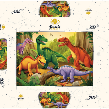 Darstellung des Puzzle Motivs Colorful Dinosaur Scene – Vibrant Prehistoric Illustration 200 Puzzle Schachtel 3D Modell