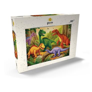 Darstellung des Puzzle Motivs Colorful Dinosaur Scene – Vibrant Prehistoric Illustration 500 Puzzle Schachtel Ansicht2