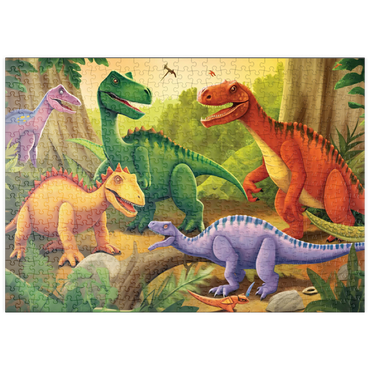 Darstellung des Puzzle Motivs puzzleplate Colorful Dinosaur Scene – Vibrant Prehistoric Illustration 500 Puzzle